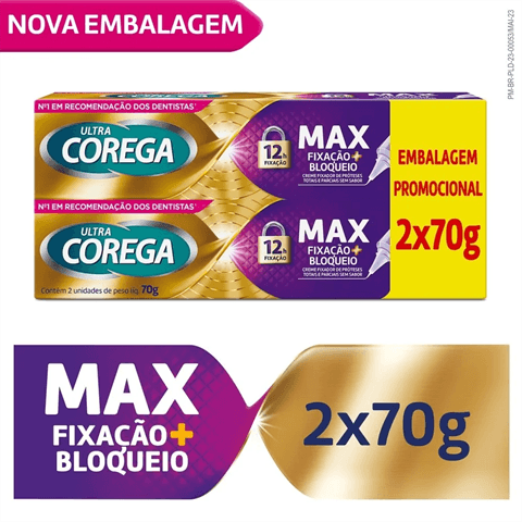 KIT COREGA 70G MAX FIXAÇÃO SEM SABOR 2UN
